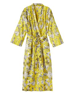 Kimono mit Allover-Print, Baumwolle, gelb